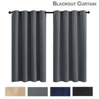 blackout curtains living room window treatment grommet thermal insulated solid curtains bedroom decoration tube curtain drapes