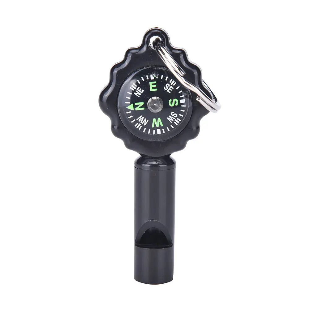 

2 in 1 Outdoor Camping Hiking Emergency Whistle Compass Useful Tools Black color Wholesale 1Pcs High Quality