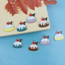 10pcs Strawberry Cake Alloy Enamel Pendant Charms Jewelry Finding DIY Earrings Sweet Dessert Charms Phone Case Decoration