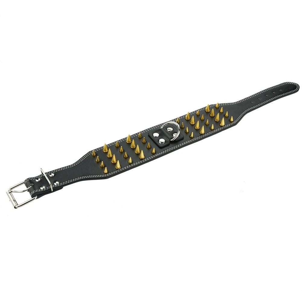 

Fashionbale Portable Leather Pet Collar 4 Rows Four-Row Gold Nail PU Collar With Spiked Anti-Bite Dog Collar Leash
