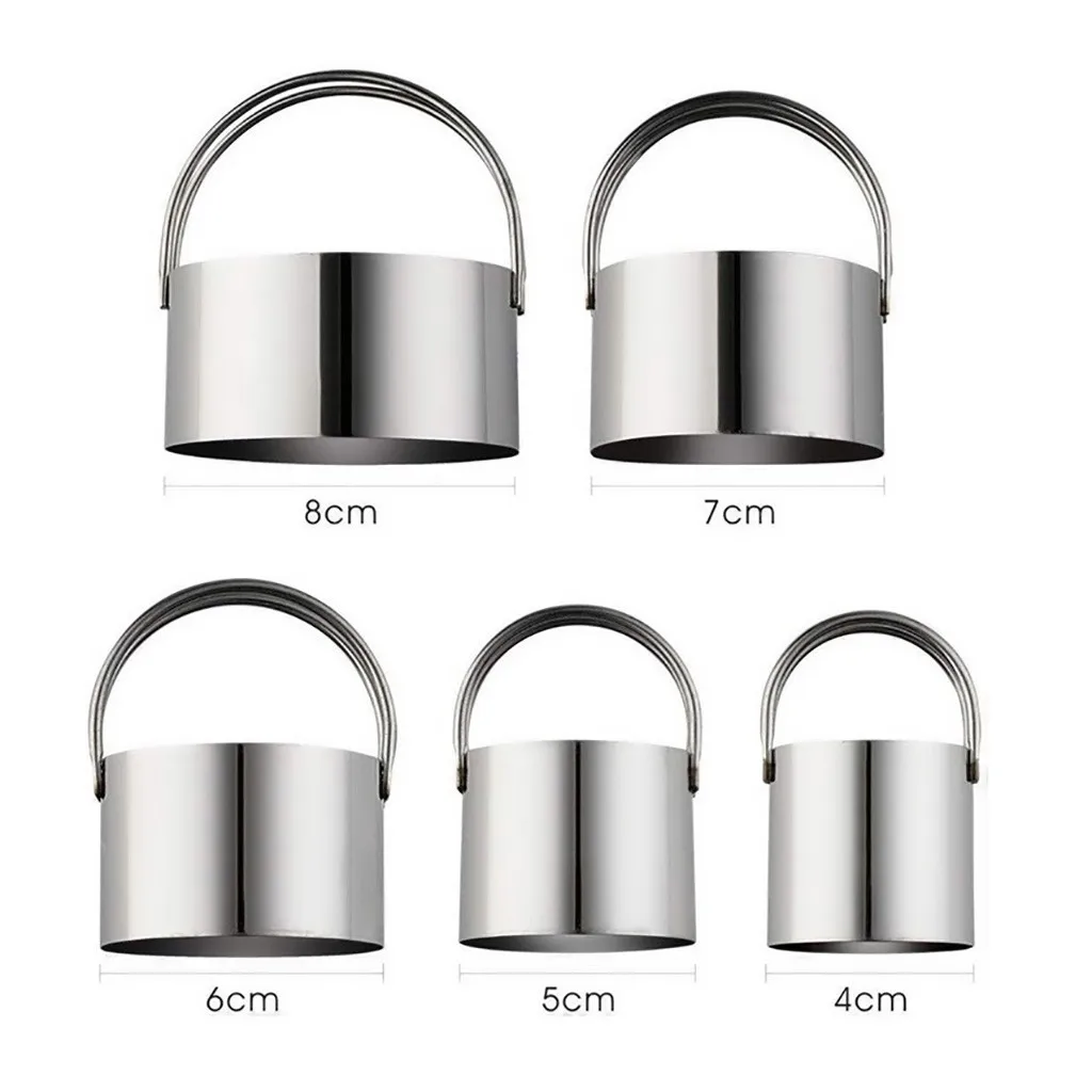 

5 Pcs Cookies Cutter with Handle Stainless Steel Round Circle Cutter Baking Mold DIY Kitchen Bakeware High Quality Safety Molds