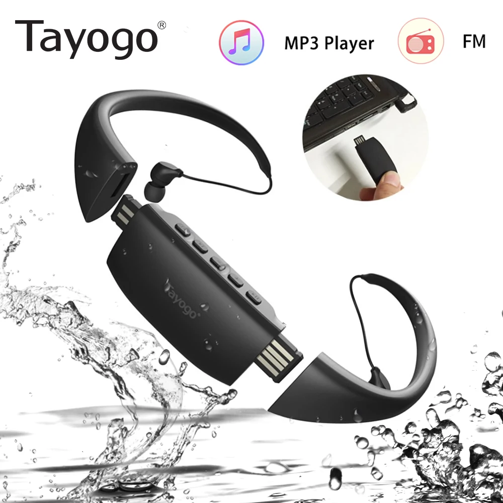 Tayogo 8 Гб MP3 наушники Водонепроницаемый плавательные спортивные музыкальный плеер