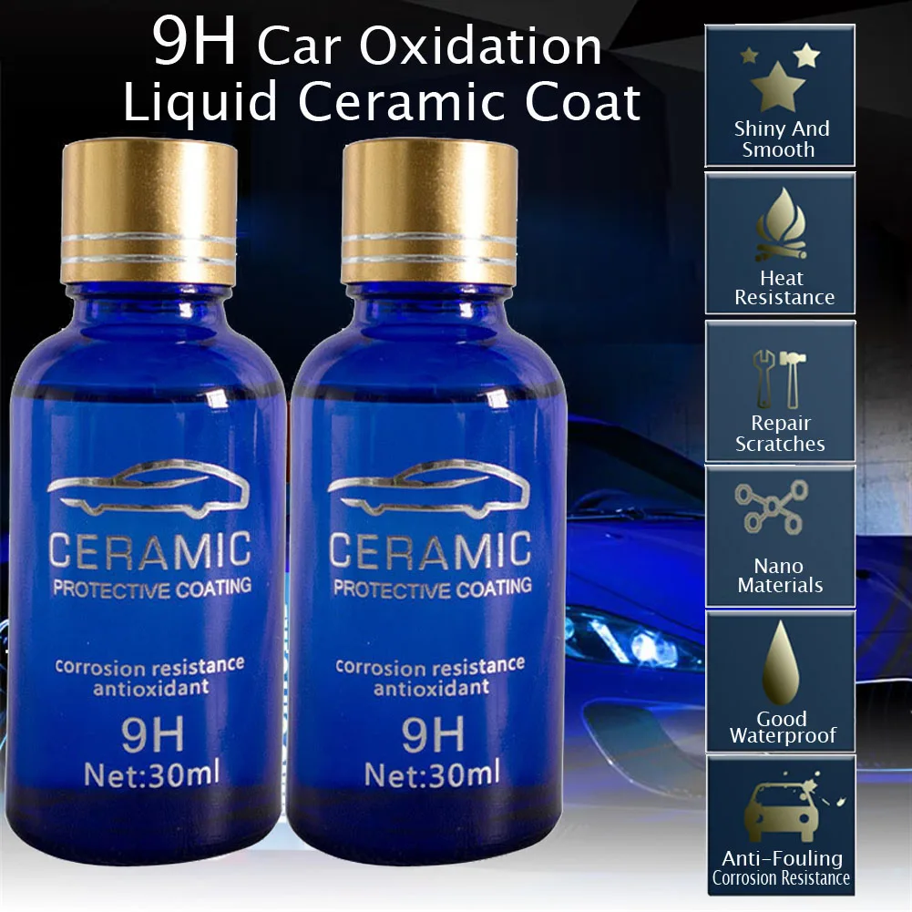 

2pcs 9h 30ml Car Oxidation Liquid Ceramic Coat Super Hydrophobic Glass Coating Set Polysiloxane And Nano Materials Care PH2-12
