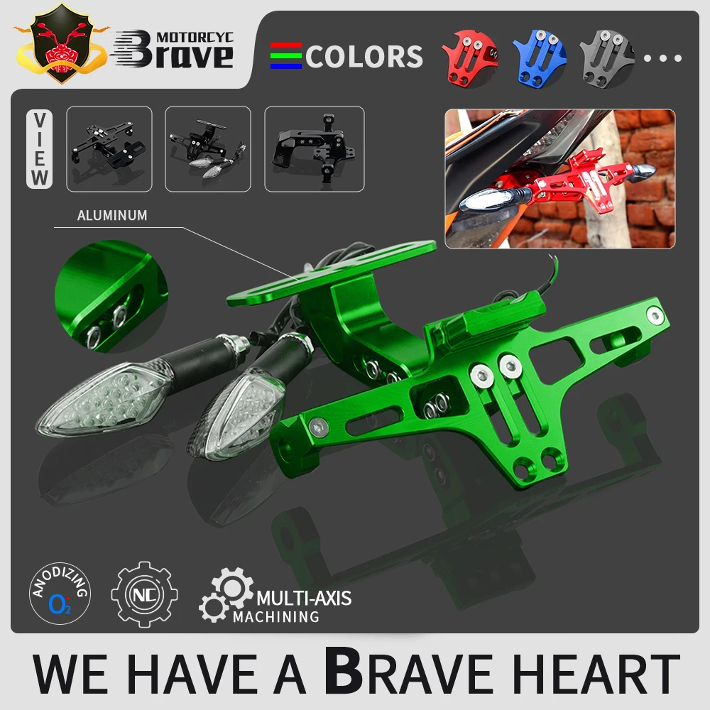 

For KAWASAKI Z650 Z750 Z800 Z900 Z1000 Ninja 250/300/400 Fender Eliminator Registration Plate Bracket License Plate Holder Light