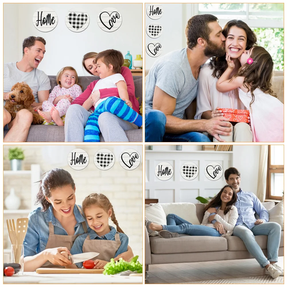 

1 Set 3Pcs Wooden Wall Decors Bedroom Home Wall Hanging Signs (White Black)