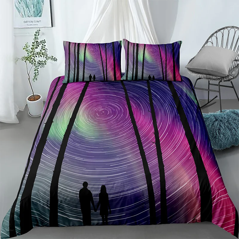 

3D Landscape Bedding Set Printed Scenic Tree Sun Duvet Cover Pillowcases for Home Bedroom Twin Queen King Size