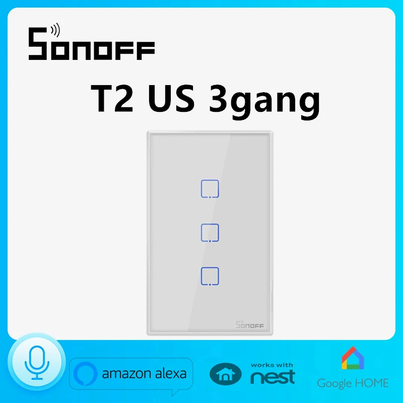 

Настенный смарт-светильник Sonoff T2US3C Gang, Wi-Fi, RF/APP/сенсорный Таймер вкл./выкл.