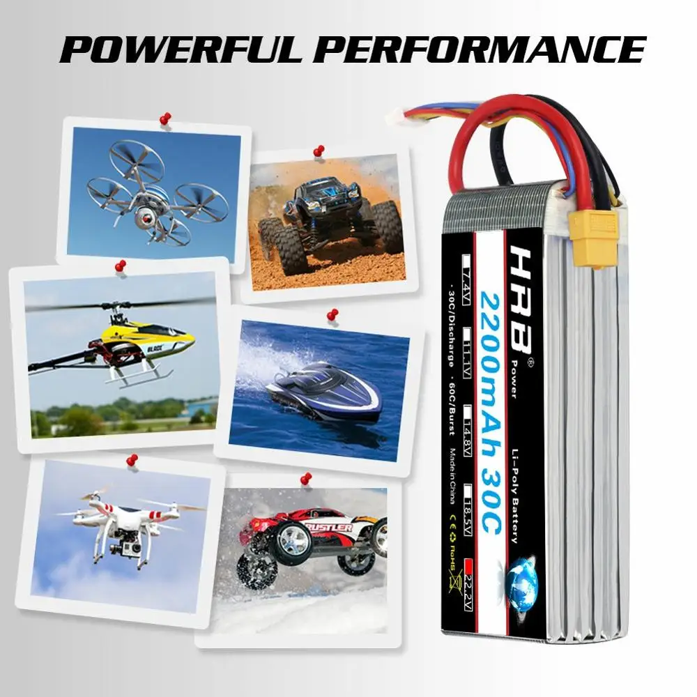 Фото Аккумулятор HRB Lipo 2S 3S 11 1 В 14 8 в 2200 мАч аккумулятор с ру 30C разъемом XT60 для Аккумулятор HRB Lipo 2S 3S 11 1 В 14 8 в 2200 мАч аккумулятор с ру 30C разъемом XT60 для