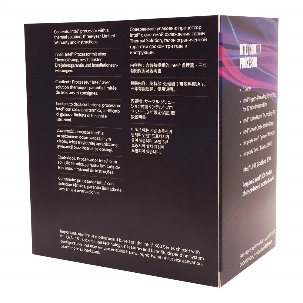 Процессор Intel Core I7-9700K для настольных ПК 8 ядер до 3,6 ГГц Turbo разблокированный LGA1151 300 серия 95 Вт настольный процессор