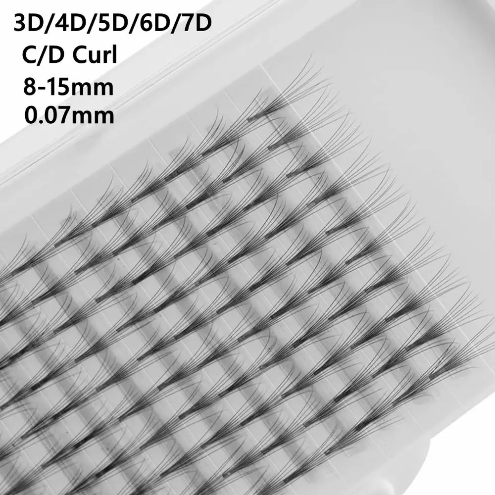 1 коробка 3D/4D/5D/6D/7D предварительно изготовленные объемные вентиляторы индивидуальное наращивание ресниц C/D Curl тепло скрепленные ресницы инструменты для макияжа глаз ручной работы