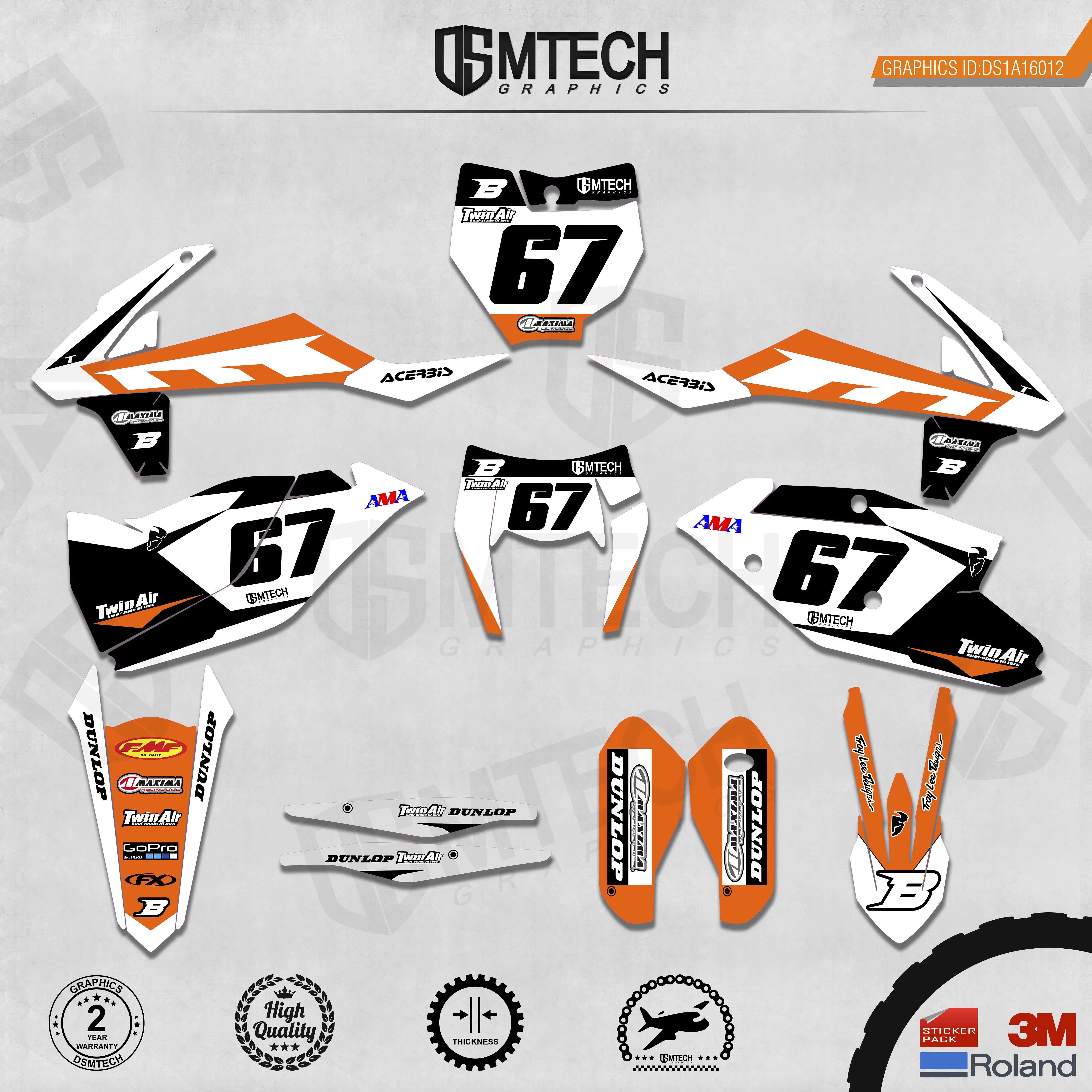 DSMTECH Customized Team Graphics Backgrounds Decals 3M Custom Stickers For KTM 2017-2019 EXC 2016-2018 SXF  012