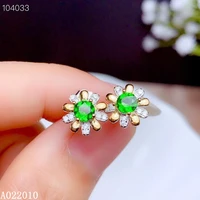 kjjeaxcmy fine jewelry 925 sterling silver inlaid natural gemstone diopside female earrings ear studs lovely support test