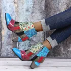 Ботинки женские короткие с принтом, ботинки из искусственной кожи, винтажная Этническая обувь Челси, зимний и осенний сезон