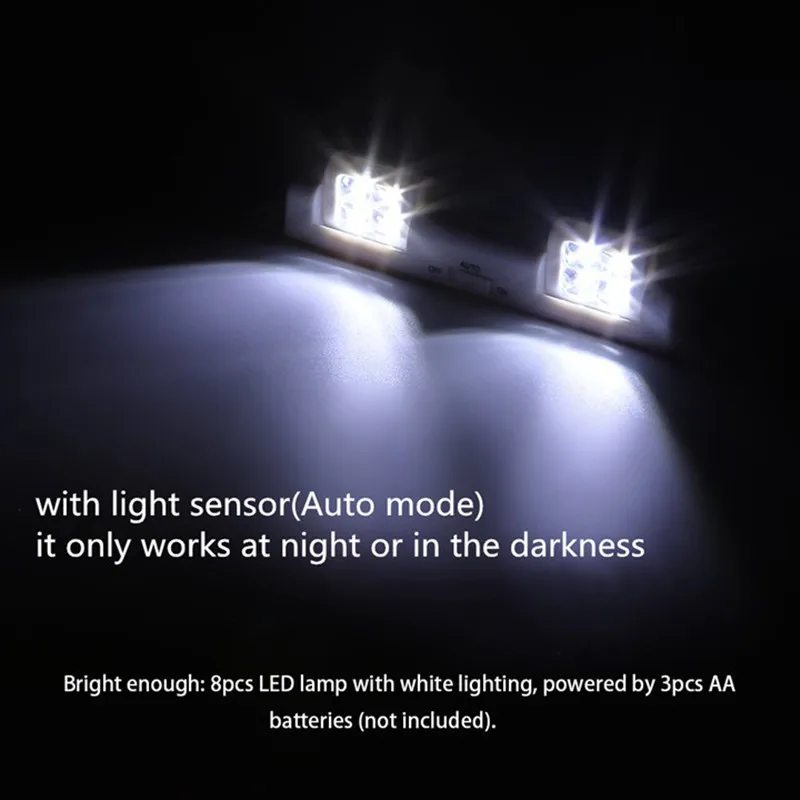 

90 Degree 8 LED Under Cabinet Light PIR Motion Sensor Light Wardrobe Cupboard Closet Kitchen Lamp Night Light Battery Power