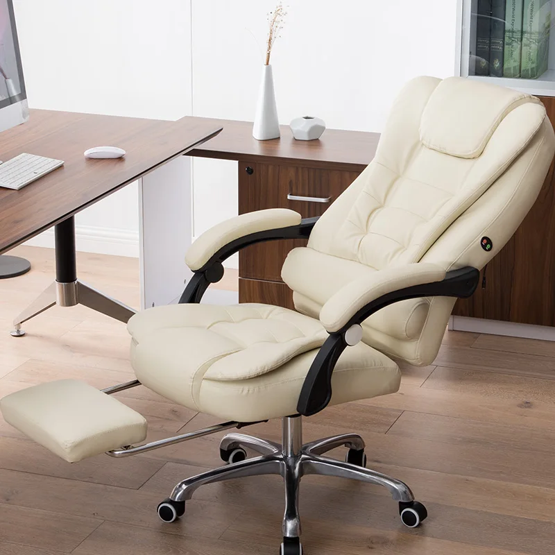 

High Quality Leather Leisure Chaise with Footrest Home Swivel Liftable Massage Chair Luxury Boss Chair Atmosphere Office Chair