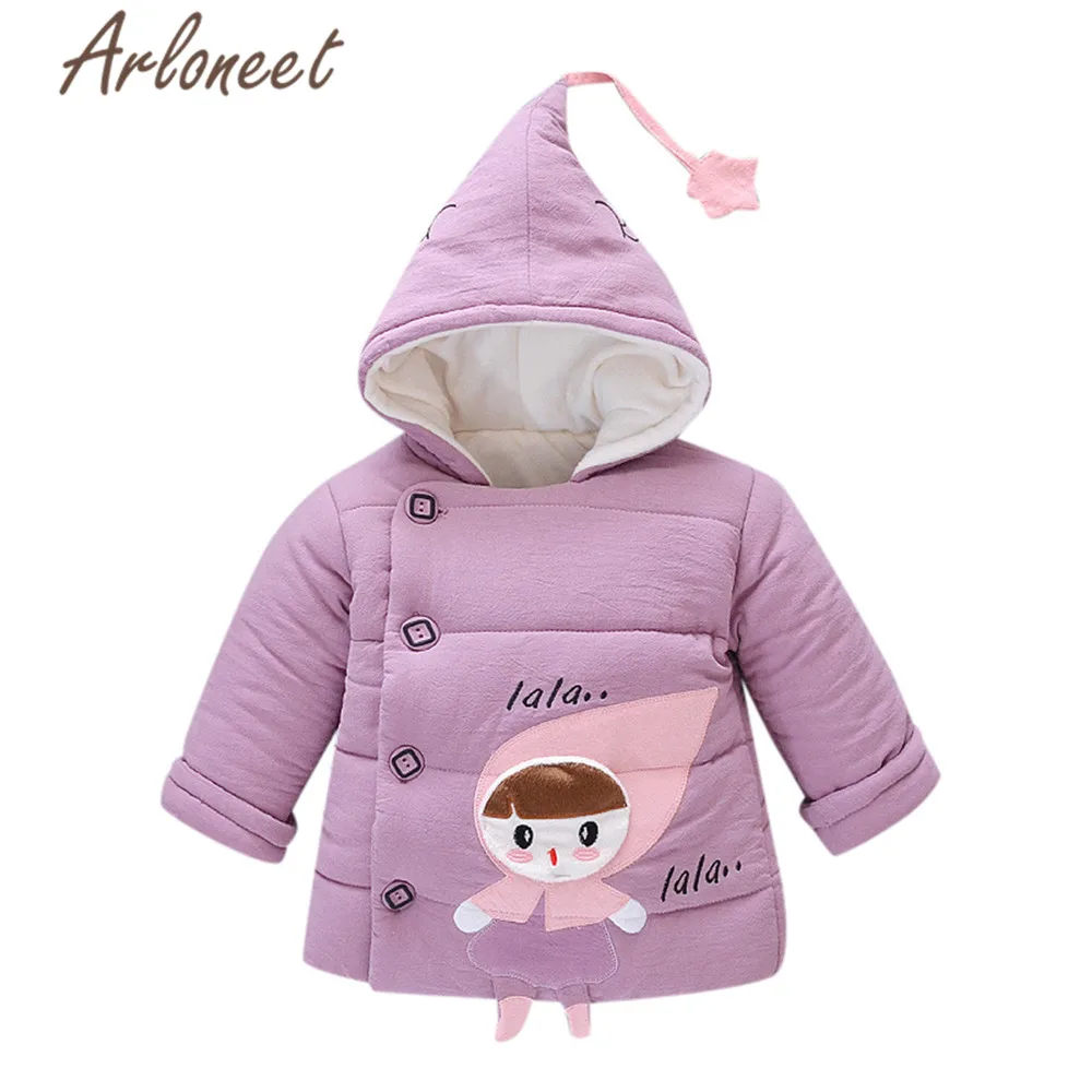 ARLONEET пальто с мультяшным рисунком для маленьких девочек теплое зимнее толстое со