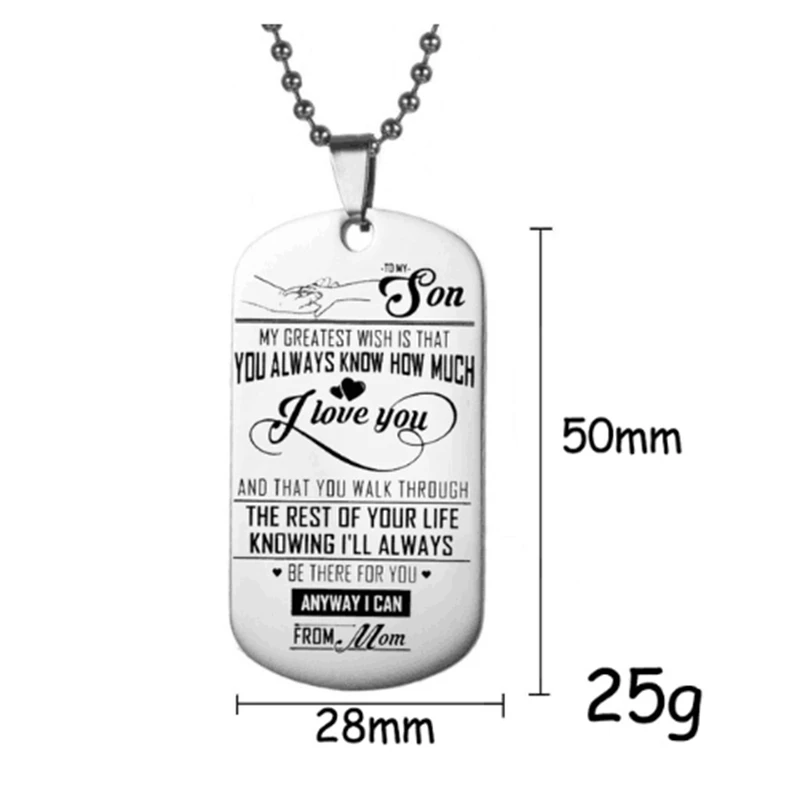 Ожерелье из нержавеющей стали для моего сына подвеска с металлической биркой
