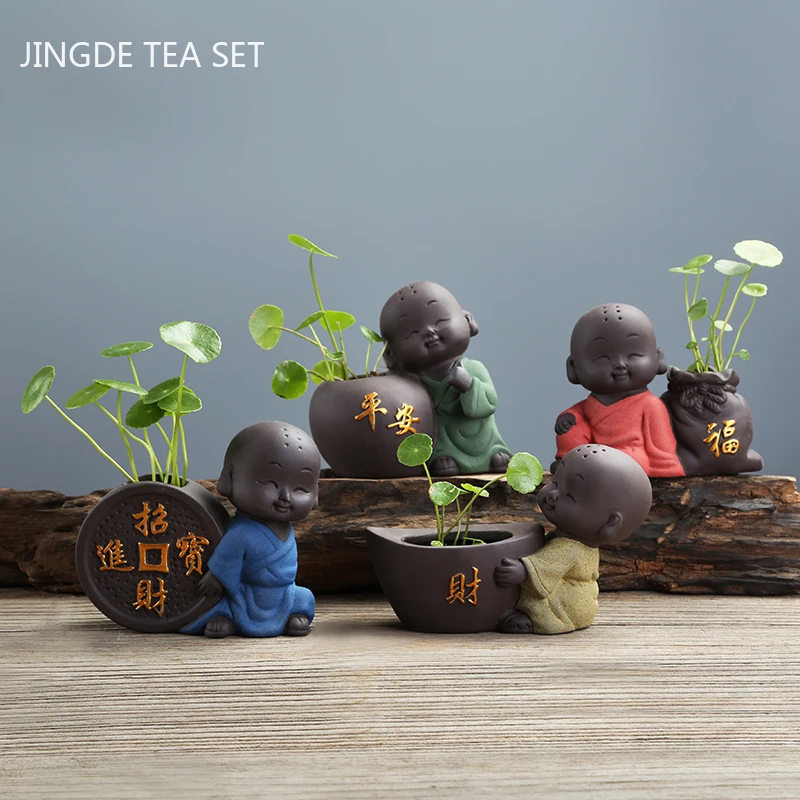 

Креативный чай из фиолетовой глины, домашний питомец, Будда, статуэтка чая ручной работы, украшения, бутик, чайный набор, украшения, ремесла