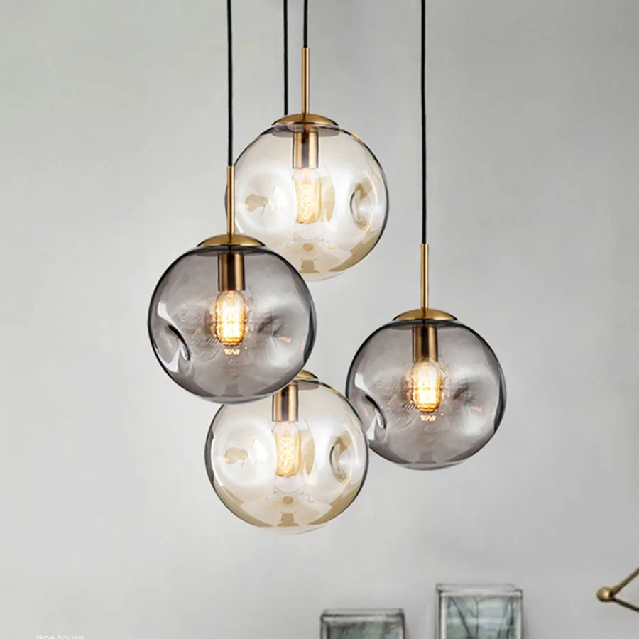 

Modern Nordic Glass Ball Pendant Lights Uneven Glass Ball Hanging Lamp For Kitchen Restaurant Cafe Bar Decor Light Fixtures