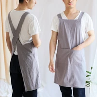 japanese simple handmade cotton apron strap free retro home apron baking accessories korean kitchen supplies aprons