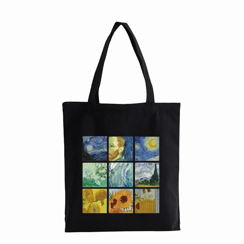 

Сумка-тоут для покупок Van Gogh в стиле Харадзюку, Женская холщовая Сумочка на плечо, экологически чистая вместительная сумка на ремне Ulzzang