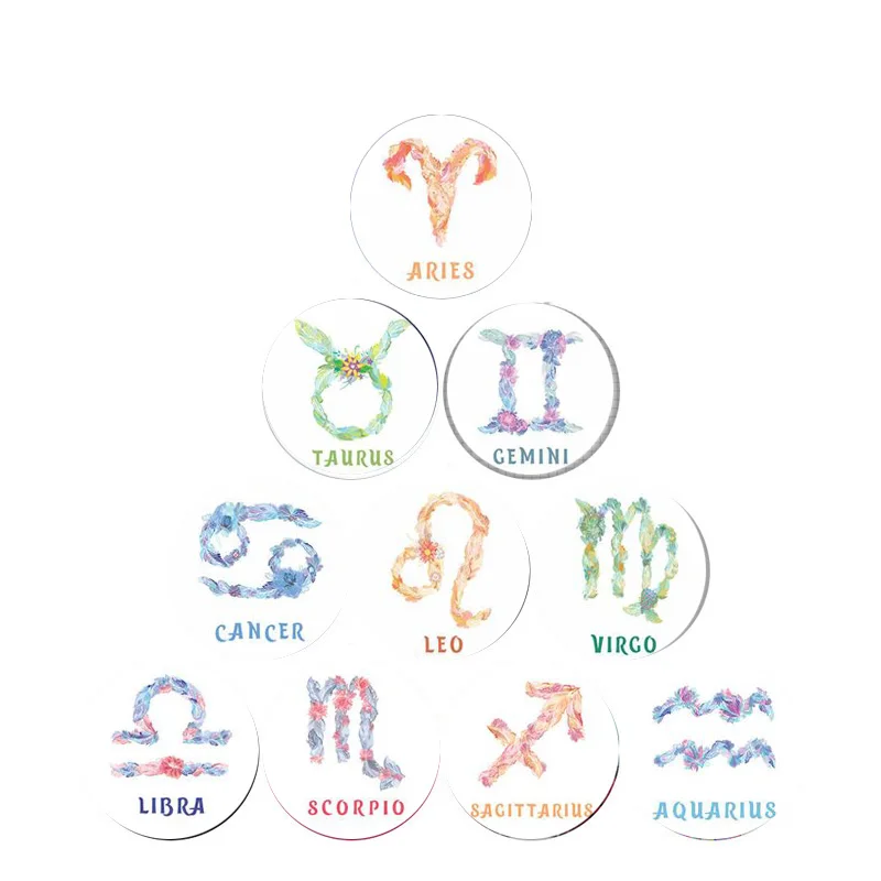 

20PCS/LOT Mixed Zodiac Twelve Constellations Charms 18mm Round Photo Glass Cabochon Demo Flat Back Making Accessories