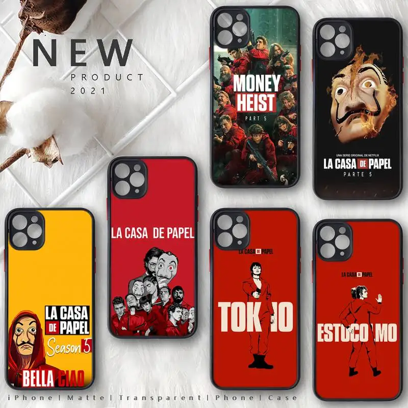 

la casa de papel Phone Case Matte Transparent for iphone 11 12 pro mini XS XR X max 7 8 plus TPU Mobile bags Money Heist