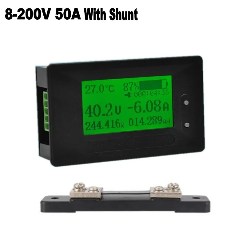 50A With Shunt GC97 DC 8-200 в 500A Вольтметр Амперметр автомобильный тестер батареи кулометр емкость напряжение электричества измеритель мощности 12 в 24 в 48 в - Цвет: 50A With Shunt