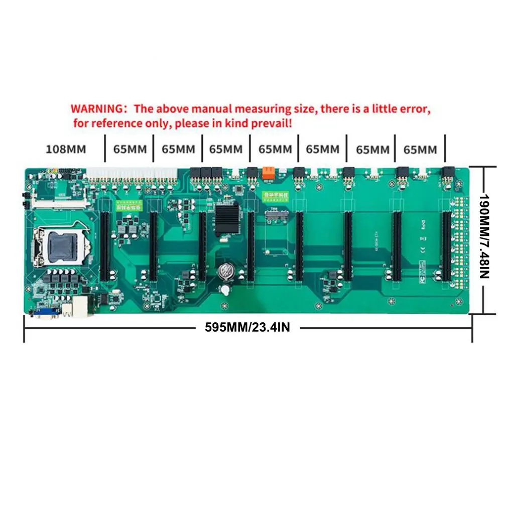 

BTC-B85 ETH Miner Motherboard For CPU Set 8 Video Card Slot For DDR3 Memory Integrated VGA Interface Low Power