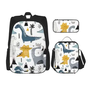 cartoon dnio boys girls school backpacks with insualted cooler lunch bags pencil cases children back to school bookbag pen box free global shipping