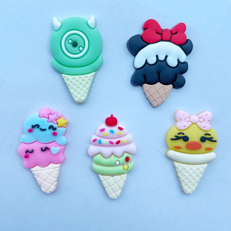 

15 New Soft Glue Kawaii Cartoon Ice Cream Flat DIY Crafts Scrapbook Hair Bow Center Mobile Phone Decoration Accessories B24