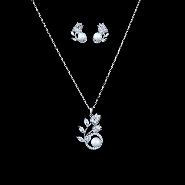 white gold HADIYANA, вечерние Ювелирные наборы, подарок, ожерелье, серьги, наборы, простые, элегантные, для женщин, CN0999, ювелирный набор из нержавеющей стали, Bisuteria - Окраска металла: white gold