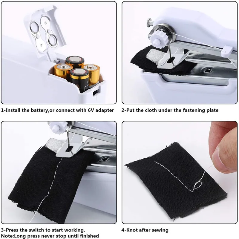

Household Mini Hand Sewing Machine Portable Arts Craft Sewing Fast Sewing Needle Cordless Clothing Fabric Electronic Pocket Tool