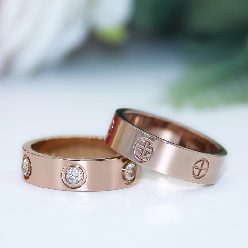 

Stainless Steel Crystal Rings for Women Modern Fashion femme Wedding Engagement Ring Lover Luxury Brand Jewelry Love rings