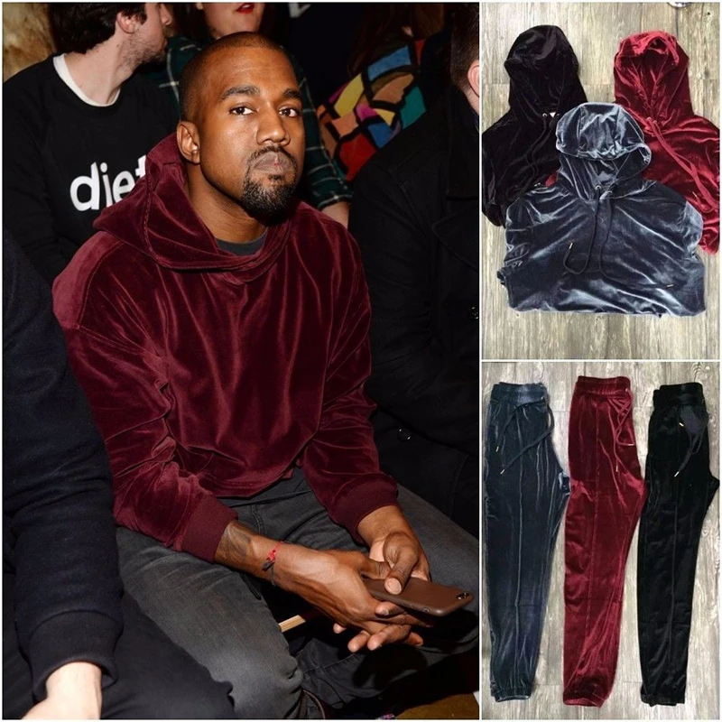 

Stranger Things Mens Velvet Hooded Hoodies Kanye West Streetwear Velour Hoodies Men Pullovers Hip Hop Sweatshirts Black/Red/Gray