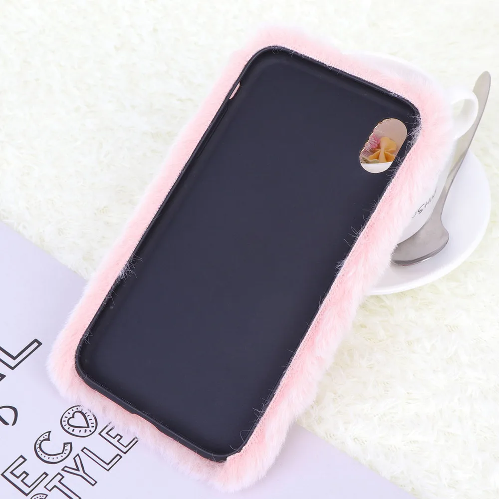 

Lovely Plush Phone Case Super Plush Phone Cover Shockproof Phone Shell Compatible for iPhone XS MAX(Red)