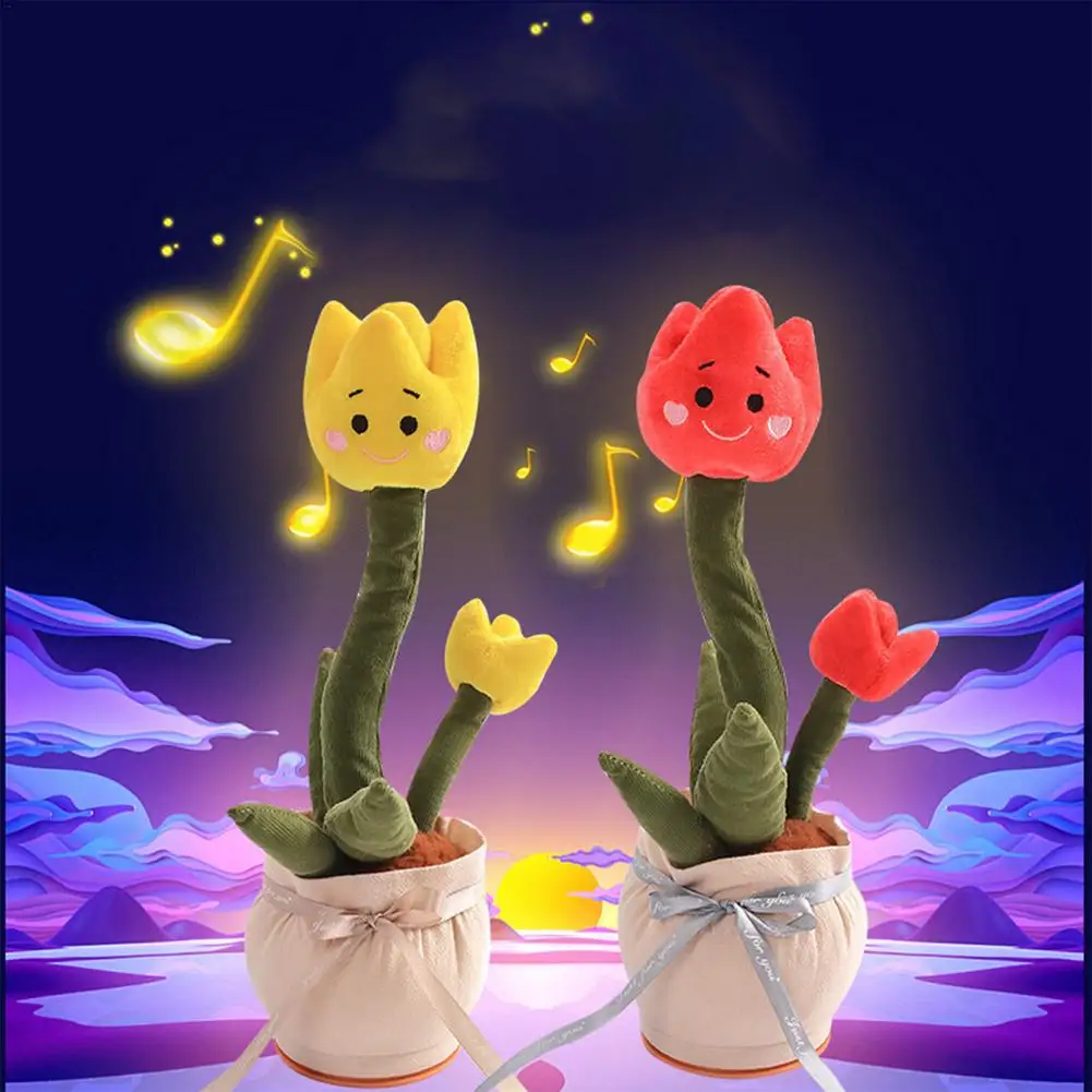 

Dancing Tulip Flower Toys Speak Electronic Plush Toys Twisting Singing Dancer Talking Novelty Funny Music Luminescent Gifts