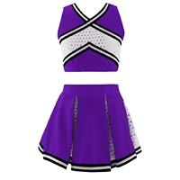 kids school girls cheerleading uniform costumes crop tops with tutu skirt for encourage stage performance dancewear outfits
