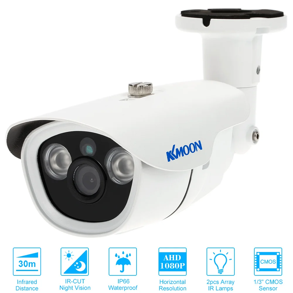 

KKMOON 1080P AHD CCTV камера 2.0MP 3,6 мм 1/3 "CMOS 2 Массив ИК светодиодов ночного видения Водонепроницаемая наружная домашняя камера безопасности