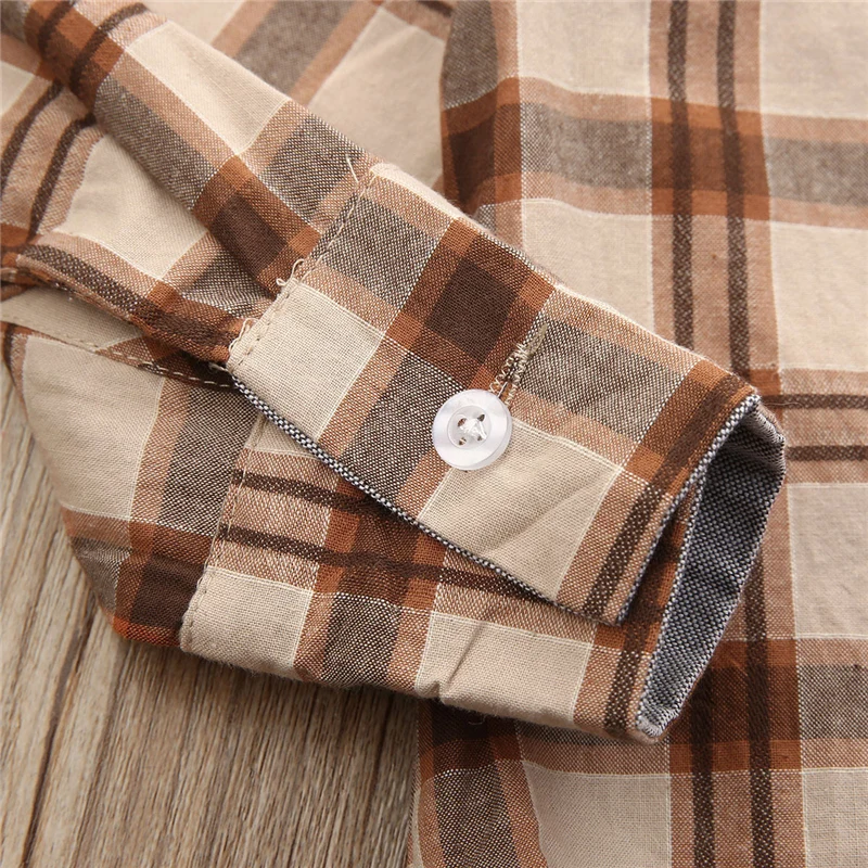 Повседневная рубашка в клетку для маленьких мальчиков 0-24 месяцев комбинезон с