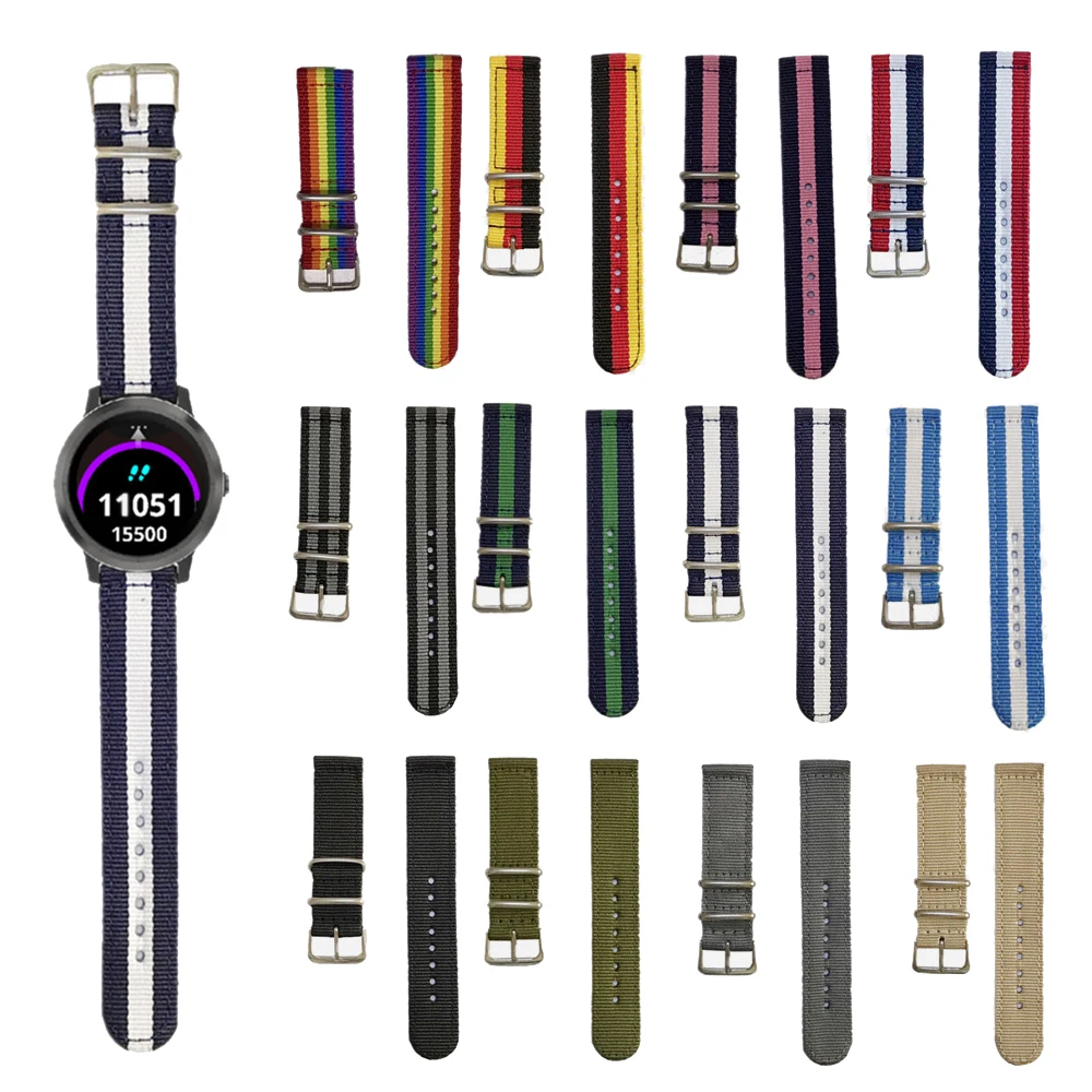 

Nylon Canvas Strap For Garmin Vivoactive3/4 Smart Watch Band For Huami Amazfit Bip / Gtr / Gts Bracelet For Huawei Watch GT 2&GT