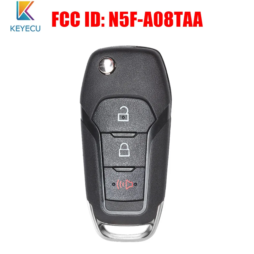 

KEYECU Replacement Flip Remote Key Fob 315 / 433MHz with 49 Chip for Ford F150 F250 F350 2015-2019 HU101 Uncut FCC: N5F-A08TAA