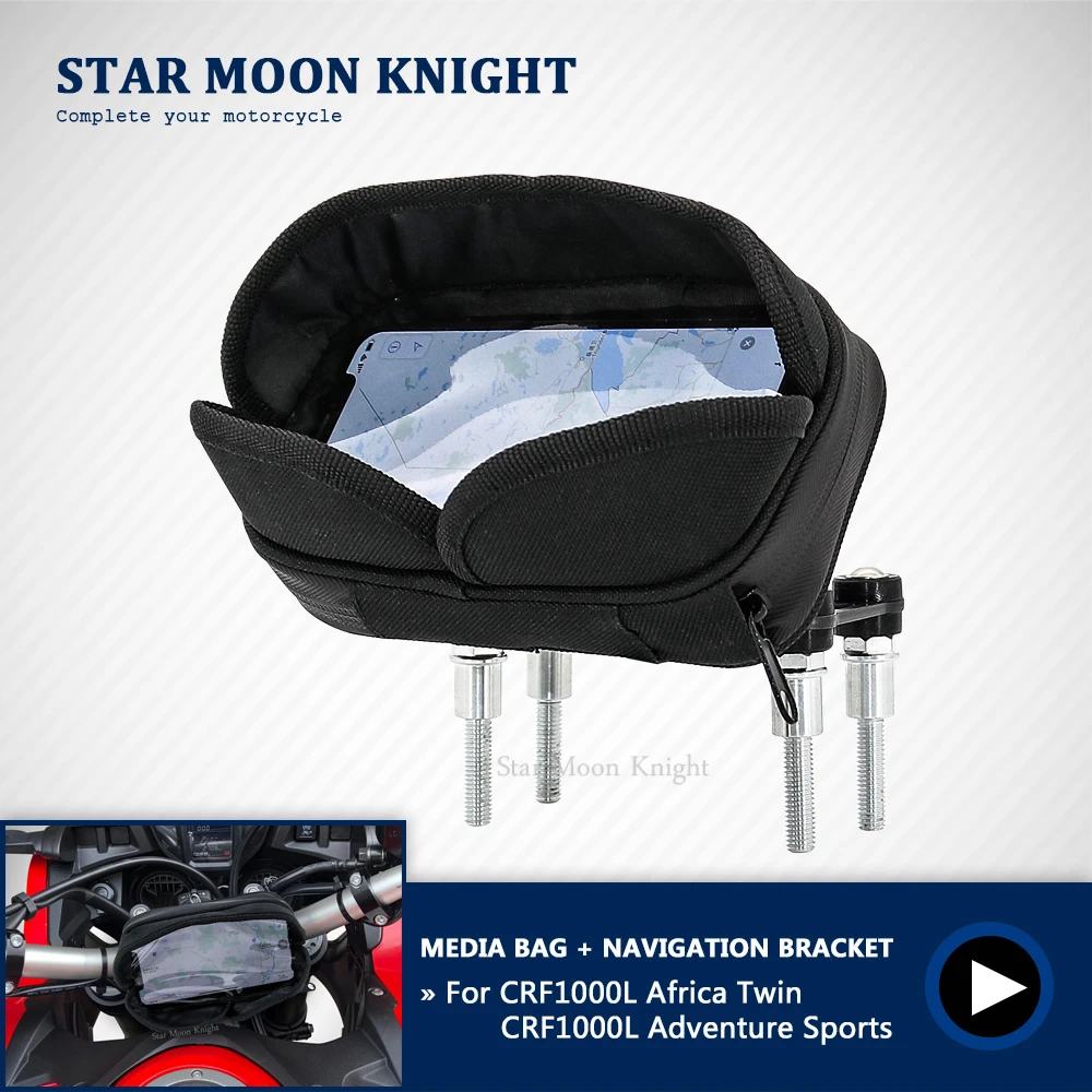 

Handlebar Phone Stand Holder Mobile GPS Waterproof Media Bag Navigation Bracket For Honda CRF1000L Africa Twin Adventure Sports