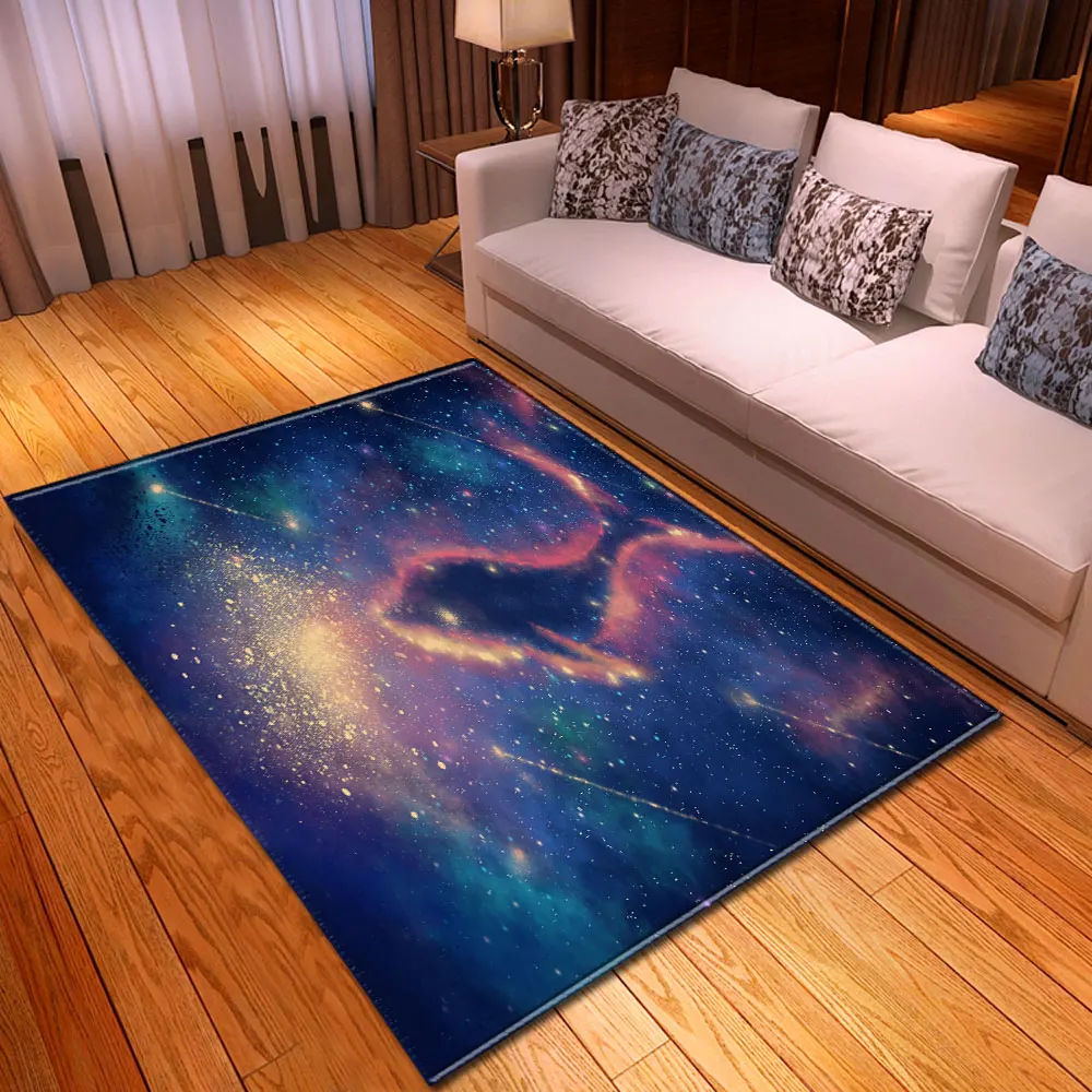 3D Galaxy Universe Star Rug Bedroom Kids Room Play Mat Carpet Flannel Dining Table Sofa Area Rugs Large Living | Дом и сад