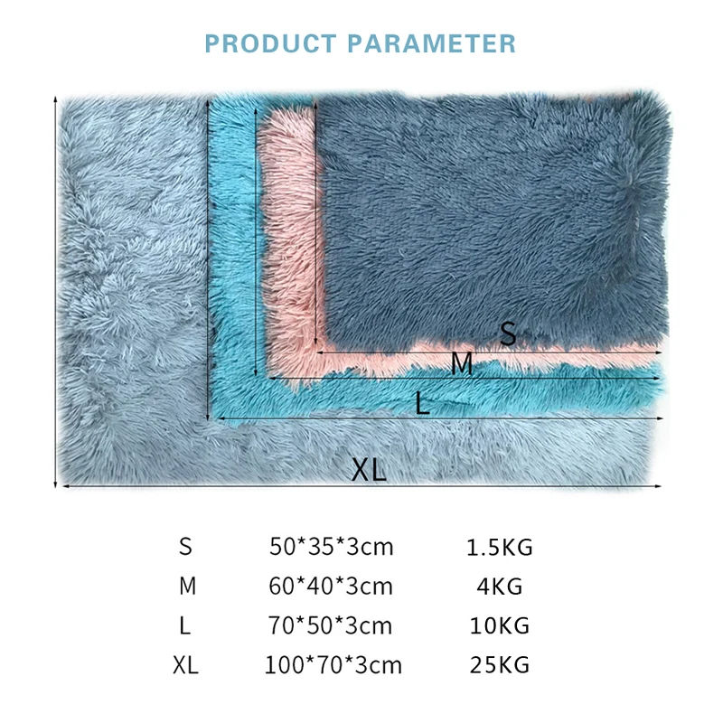 

Pet Dog Mat Cat Bed House Washable Non-slip Puppy Kennel Warm Sleeping Blanket Pad Cushion for Dogs Pet Supplies Soft Long Plush