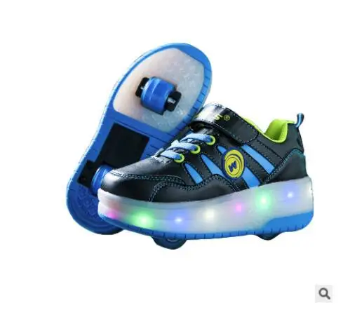 Heelies USB зарядка светодиодный Красочные Дети Мода кроссовки с два колеса роликовые коньки обувь для мальчиков и девочек синий - Цвет: Photo Color 12