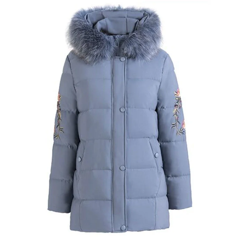 Женское пальто с капюшоном зимнее хлопковое на молнии длинным рукавом теплая