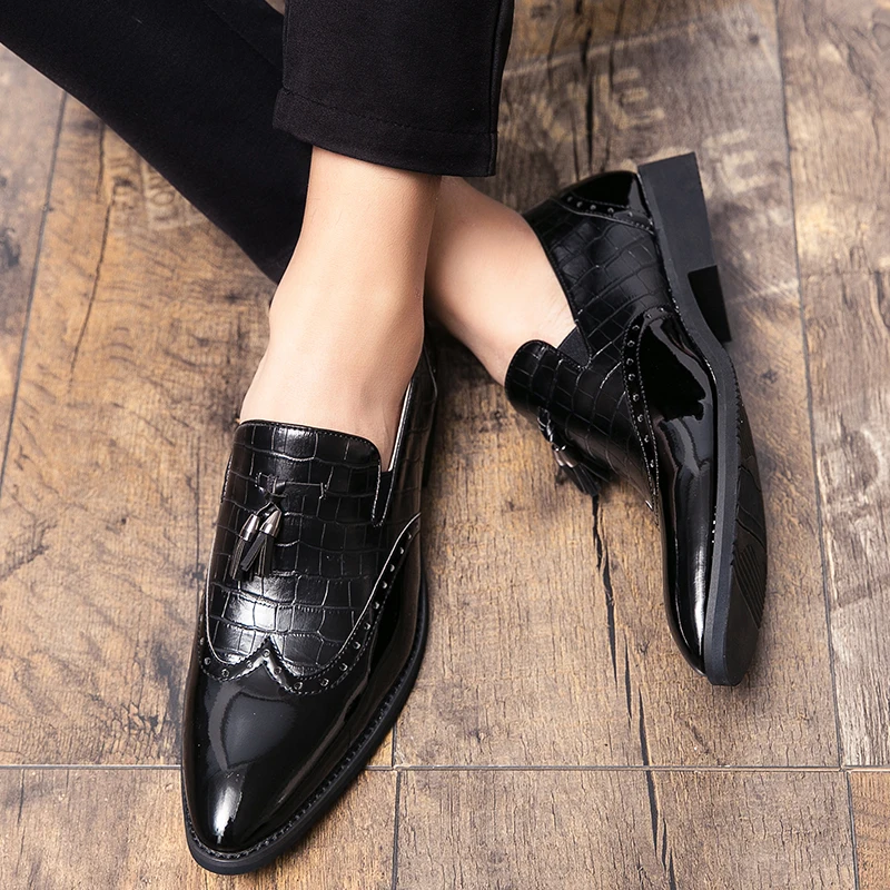 Туфли-оксфорды мужские из лакированной кожи черные белые | Обувь