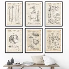 Скандинавский винтажный постер барабан набор патентные рисунки настенный Рисунок Картина на холсте барабанщик декоративные картины для гостиной музыкальной комнаты