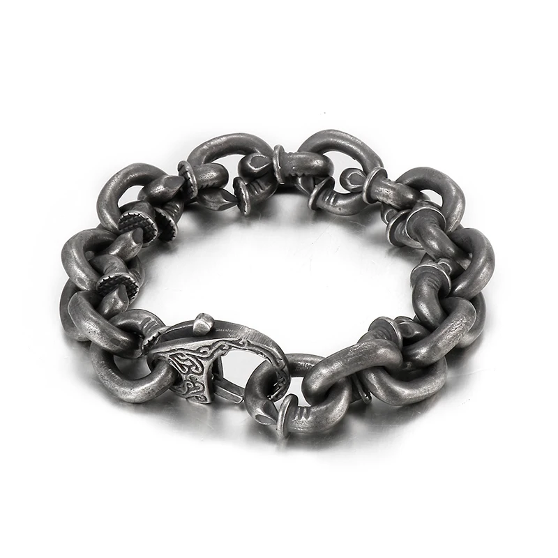 

Creative Totem Men's Stainless Steel Bracelet Link Chain 13mm 9 inch 100g weight VIntage Black Jewelry